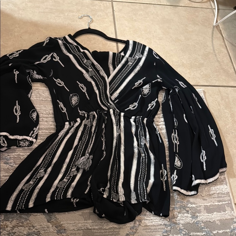 Ingear Black and White Wrap Bodysuit